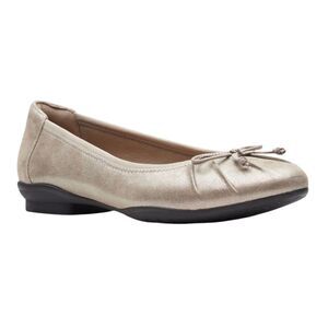 Clarks - Sara Aster Ballet Flat Shoes Size 11 Metallic Pewter